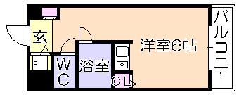 トーカン久留米駅東IIキャステール(ワンルーム/4階)の間取り写真