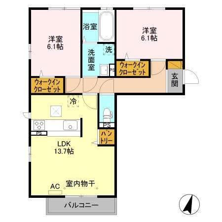 シャインピークス上越妙高 C(1LDK/3階)の間取り写真
