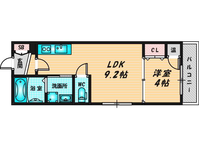 マリーベル深江橋(1LDK/1階)の間取り写真