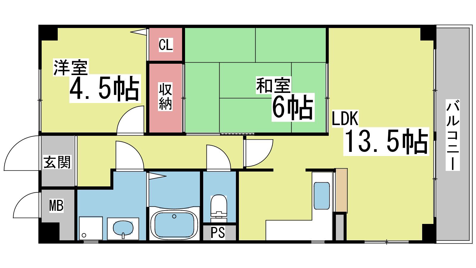 グリーンハウス大石(2LDK/3階)の間取り写真