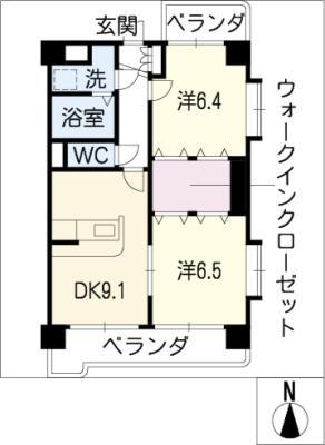 マジェスティ(2DK/1階)の間取り写真