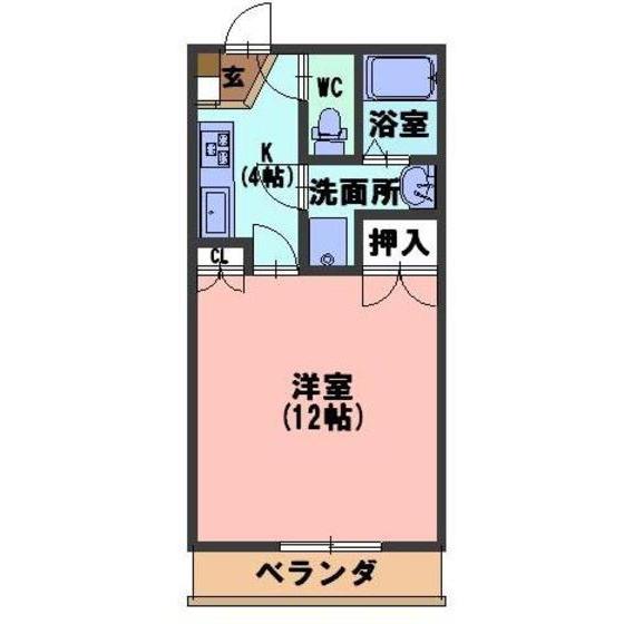 スターブルプラム(1K/2階)の間取り写真
