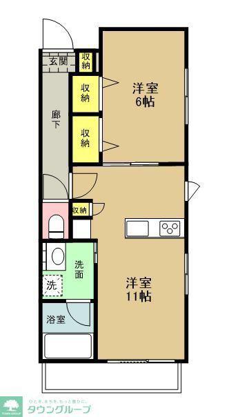 HOUOLI EBINA(1LDK/2階)の間取り写真