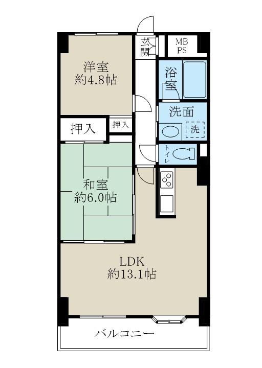 ダイアパレスシアース万代東棟(2LDK/12階)の間取り写真