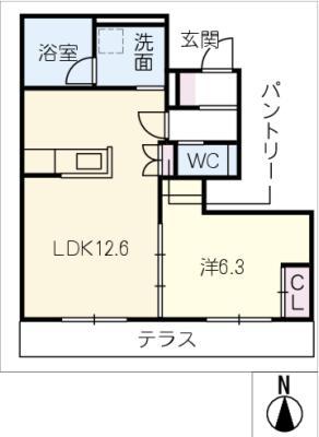 C´S天白八事(1LDK/1階)の間取り写真