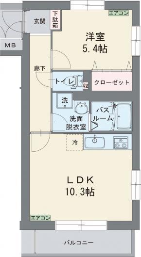 グランセードル(1LDK/5階)の間取り写真