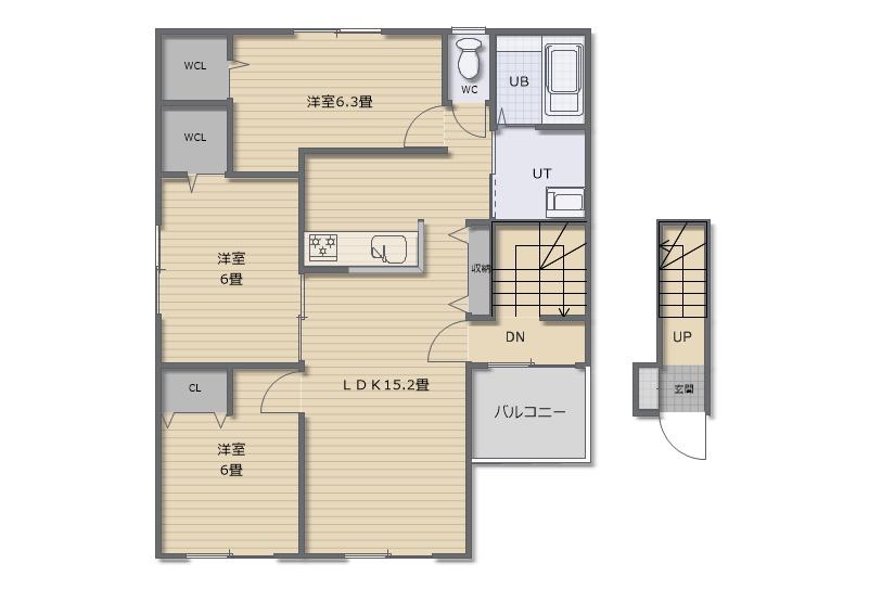 アルタクラッセ石川(3LDK/2階)の間取り写真