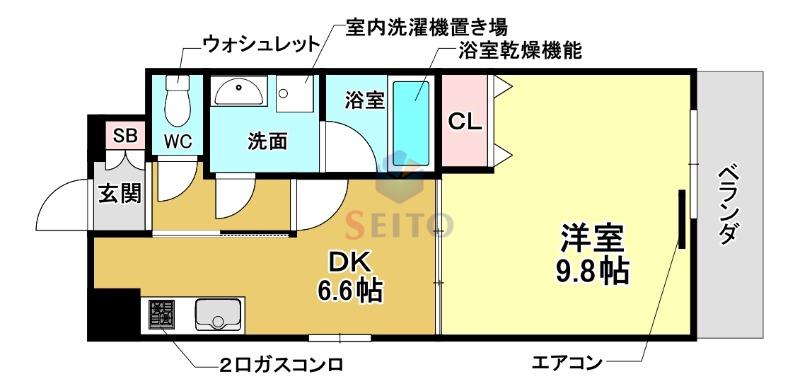 LA DOUCEUR豊中南(1DK/9階)の間取り写真