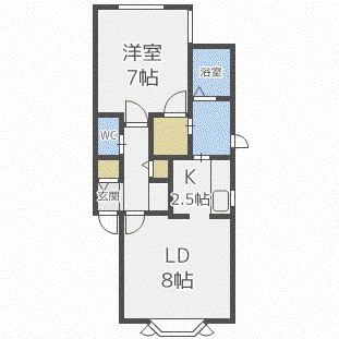 ティアラ元町(1LDK/1階)の間取り写真