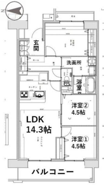アクティ目黒駅前2棟(3LDK/1階)の間取り写真