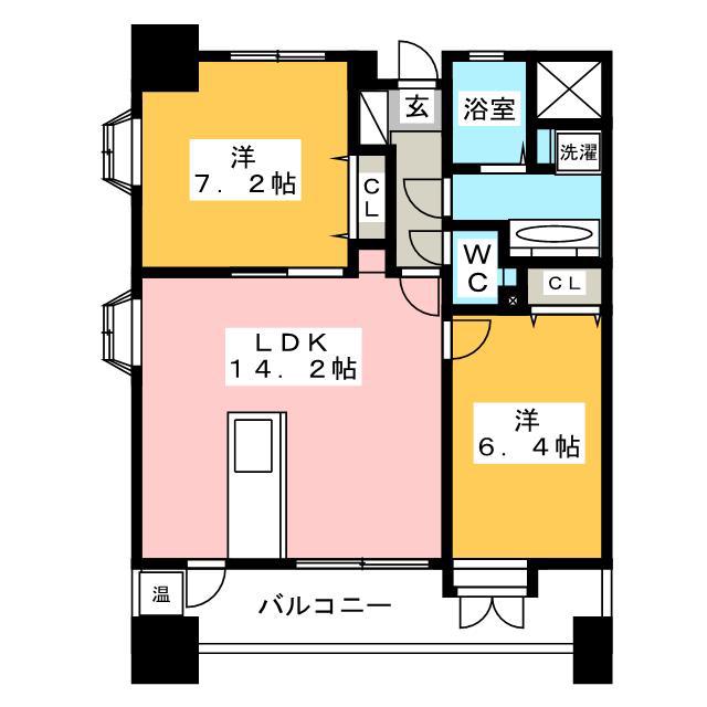 アントゥール薬院(2LDK/11階)の間取り写真