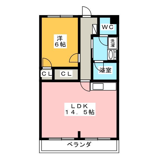 フロントヒルズII(1LDK/4階)の間取り写真