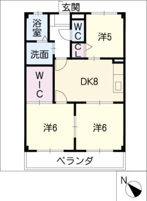レジデンス善(3DK/4階)の間取り写真