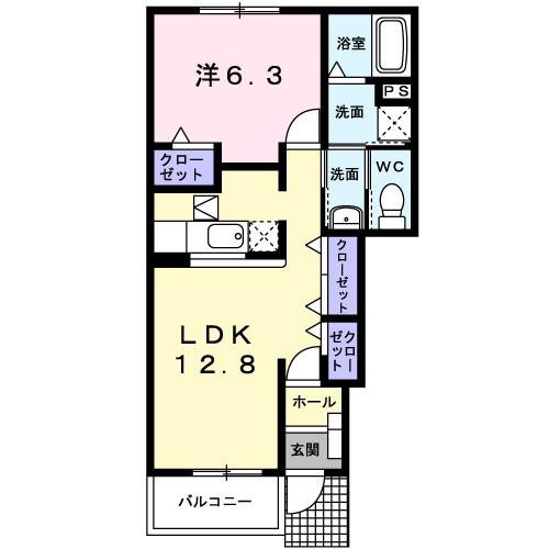 フェイバーレジデンスI(1LDK/1階)の間取り写真