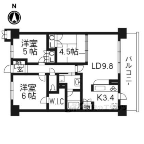 ファインフラッツ京都西院ザ・レジデンス(3LDK/6階)の間取り写真