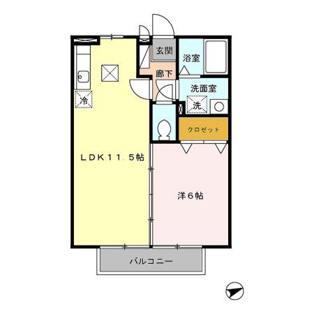 サニーコート杉本C(1LDK/1階)の間取り写真