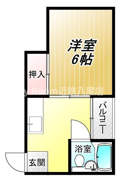 オーシャン平野(1K/4階)の間取り写真