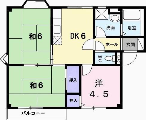 エステート須玖B(3DK/2階)の間取り写真