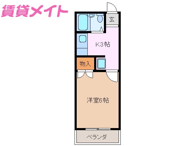コーポパーシモン(1K/3階)の間取り写真