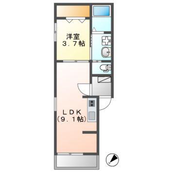 コンパートハウス大曽根(1LDK/2階)の間取り写真