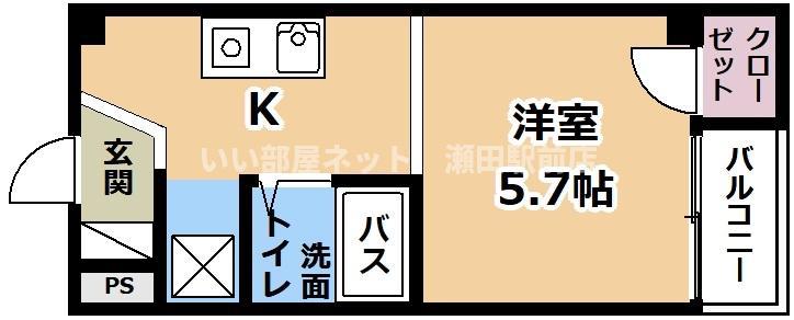 ベリンダ(ワンルーム/2階)の間取り写真