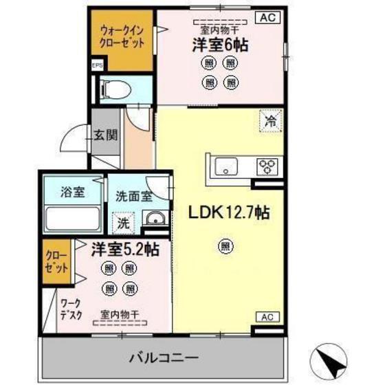 グランド城泉(2LDK/3階)の間取り写真