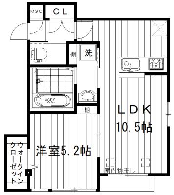 ERBE高円寺(1LDK/3階)の間取り写真