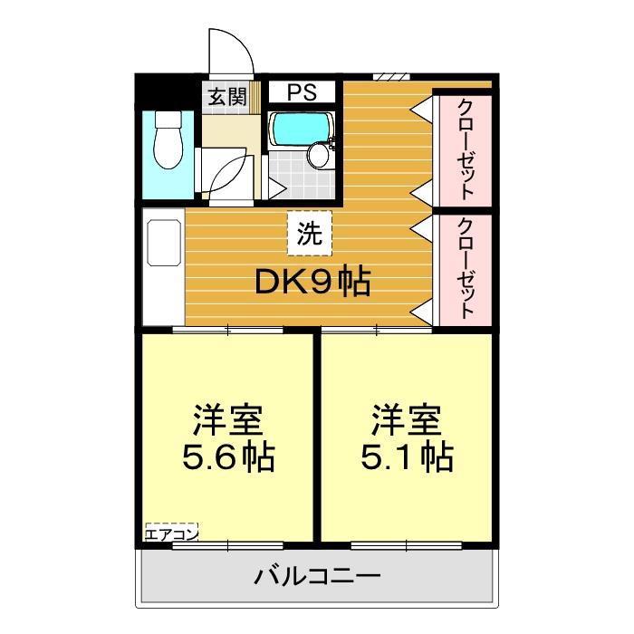 綾羅木FTビル(2DK/3階)の間取り写真
