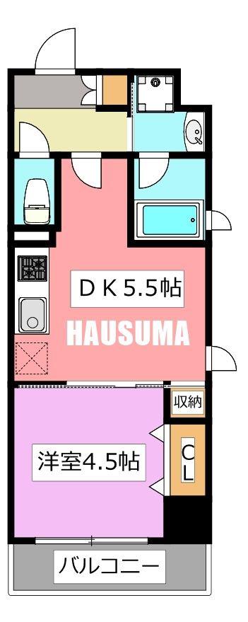 ALTERNA王子飛鳥山(1DK/4階)の間取り写真