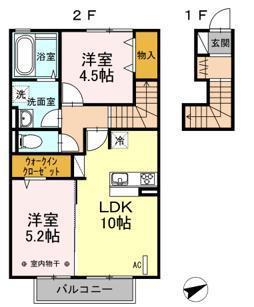 コンフォート(2LDK/2階)の間取り写真