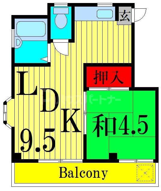 富士見コーポ(1LDK/2階)の間取り写真