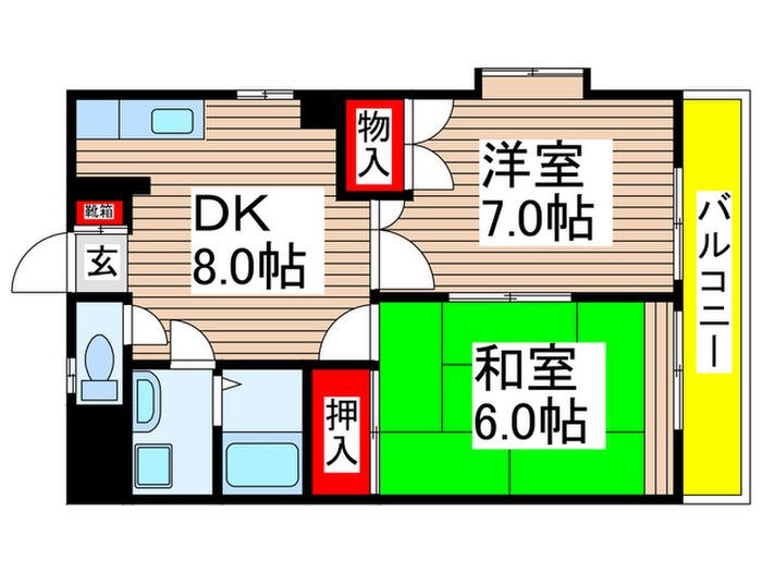 中村ビル(2DK/5階)の間取り写真