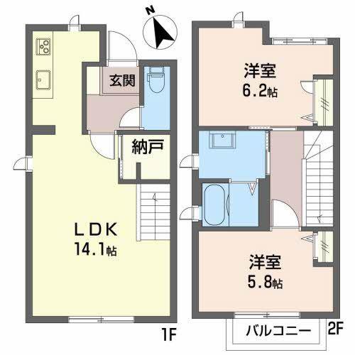 K&S VILLAGE(2LDK/1階)の間取り写真