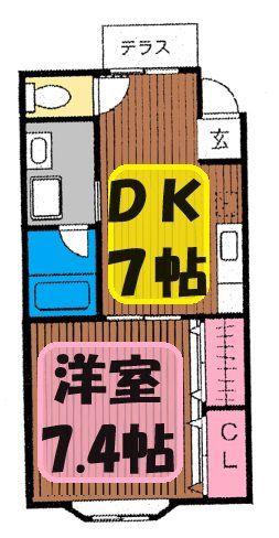 コーポ 龍宝(1DK/1階)の間取り写真