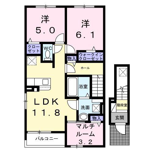 オーシャンフロント(3LDK/2階)の間取り写真