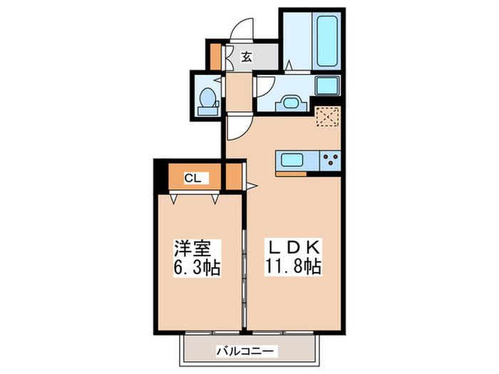 ヴィオラ金森(1LDK/1階)の間取り写真