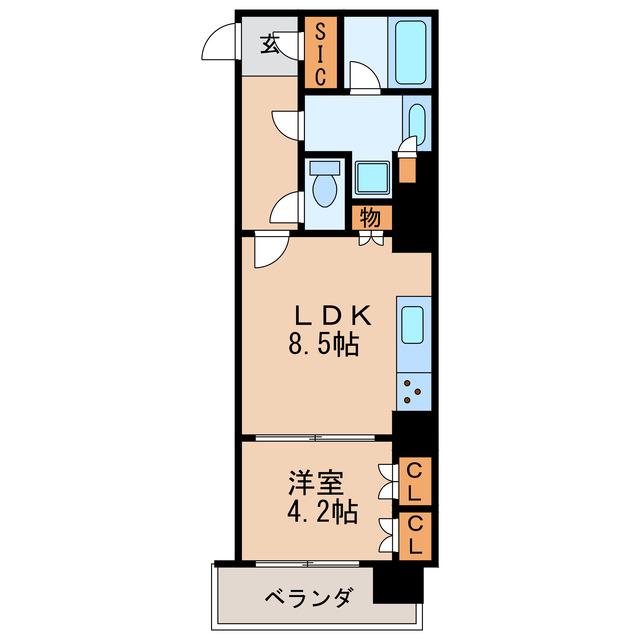 オープンレジデンシアTHE MID FORT(1LDK/2階)の間取り写真