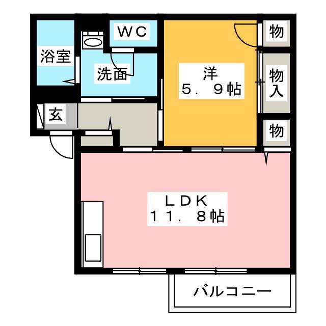 アンダンテ(1LDK/2階)の間取り写真