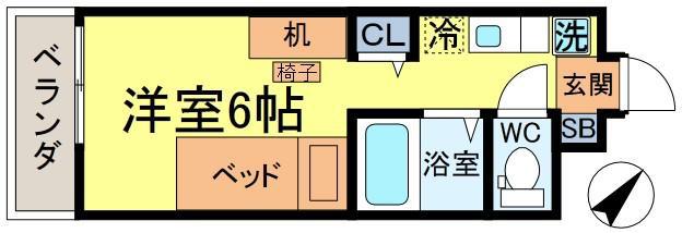 ライジングメゾン新小岩(ワンルーム/11階)の間取り写真