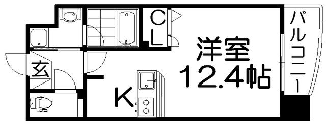 京阪本線 枚方市駅 徒歩7分 8階建 築20年(ワンルーム/3階)の間取り写真