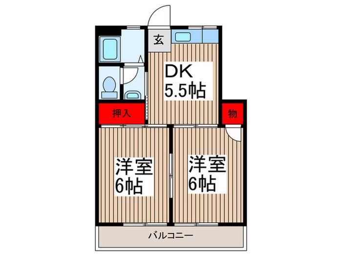 コーポサトウ(2DK/3階)の間取り写真