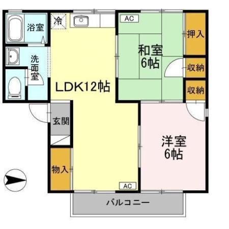 セジュールKEI AB棟 A(2LDK/1階)の間取り写真