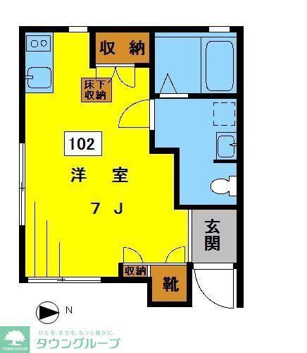 RISE若宮(ワンルーム/1階)の間取り写真