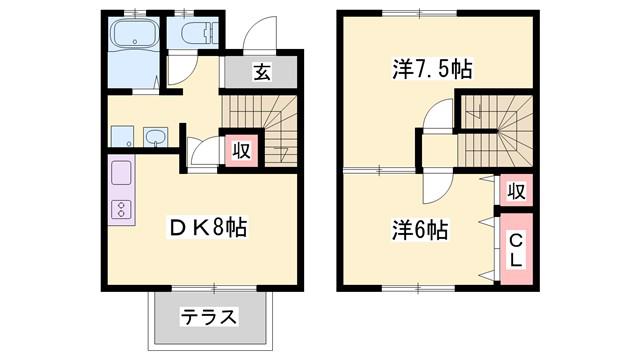 ハイツ光緑が丘(2DK/1階)の間取り写真