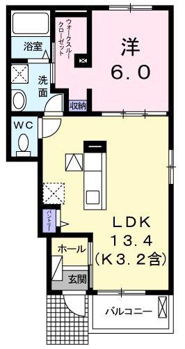 フォートレス(1LDK/1階)の間取り写真