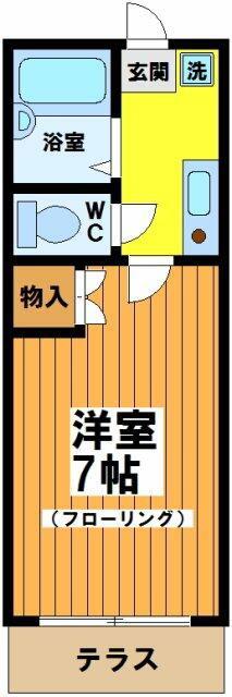 第2白亜館(1K/1階)の間取り写真