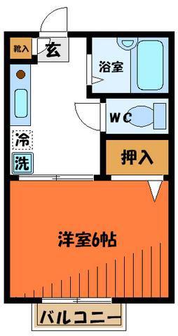 グレートハイム国立I(1K/2階)の間取り写真