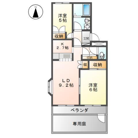 ビアン・シャトレーン(2LDK/1階)の間取り写真