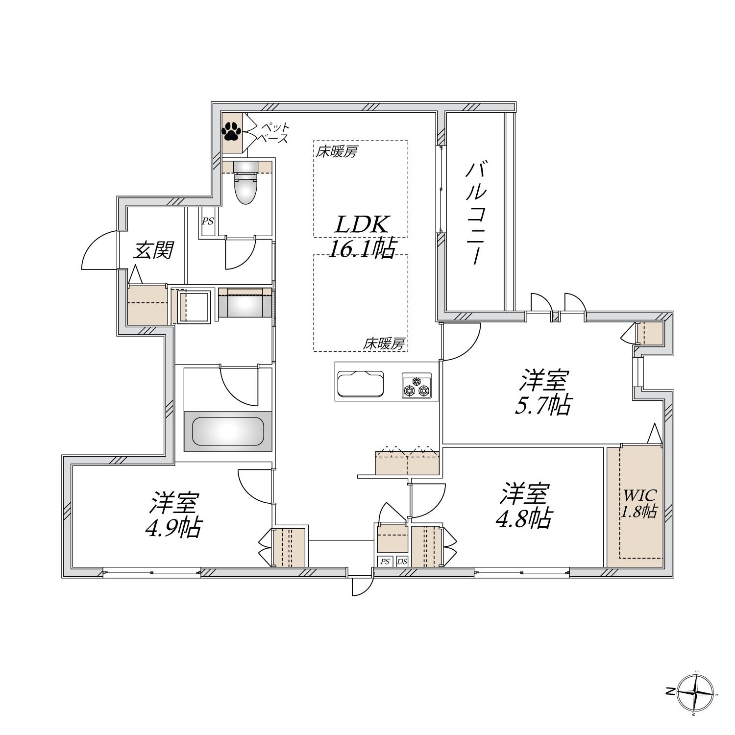 グランメール安東(3LDK/2階)の間取り写真