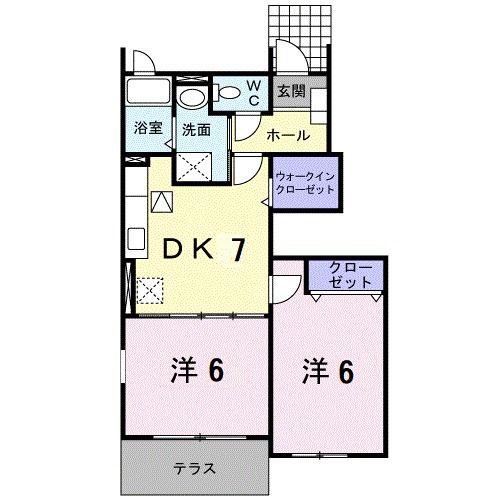 グリーンハイツD(2DK/1階)の間取り写真